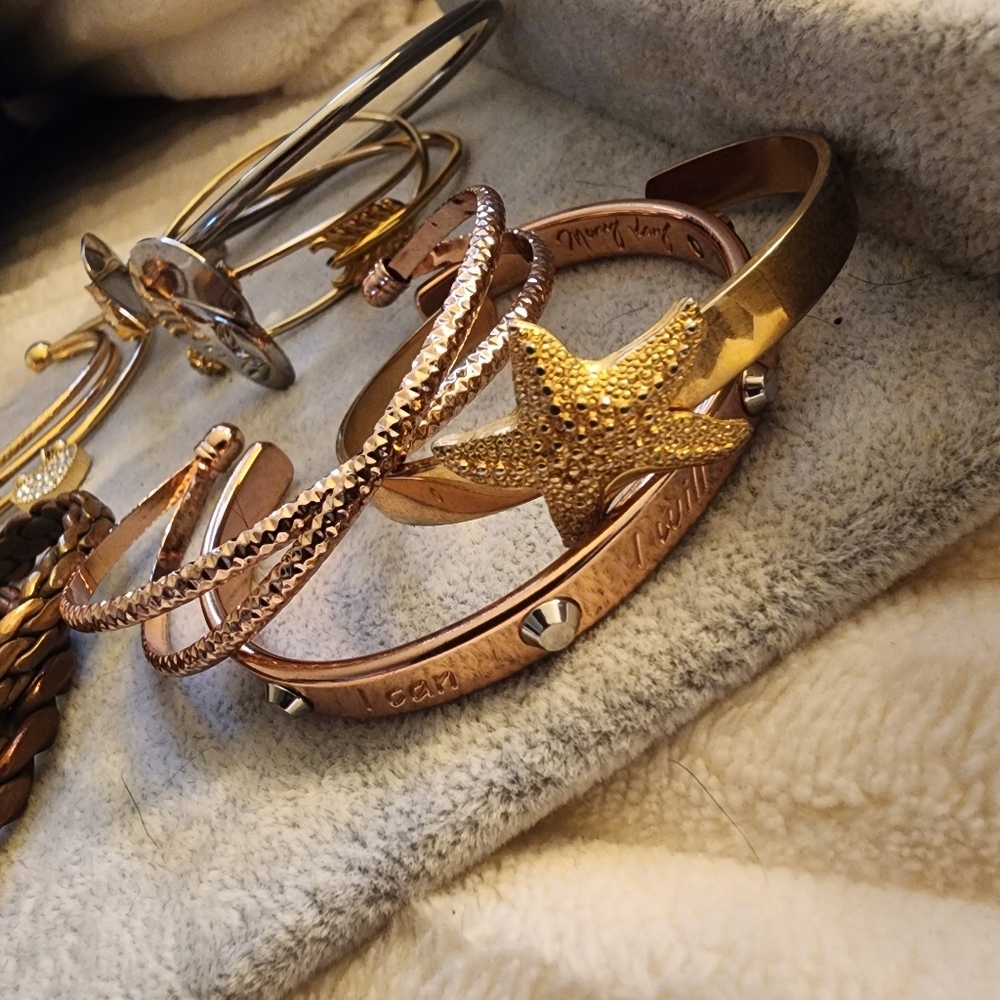 16 Cuff Bracelet Lot Vintage to Now Copper Costume Sarah Coventry Mary Kay Stack - Picture 7 of 16